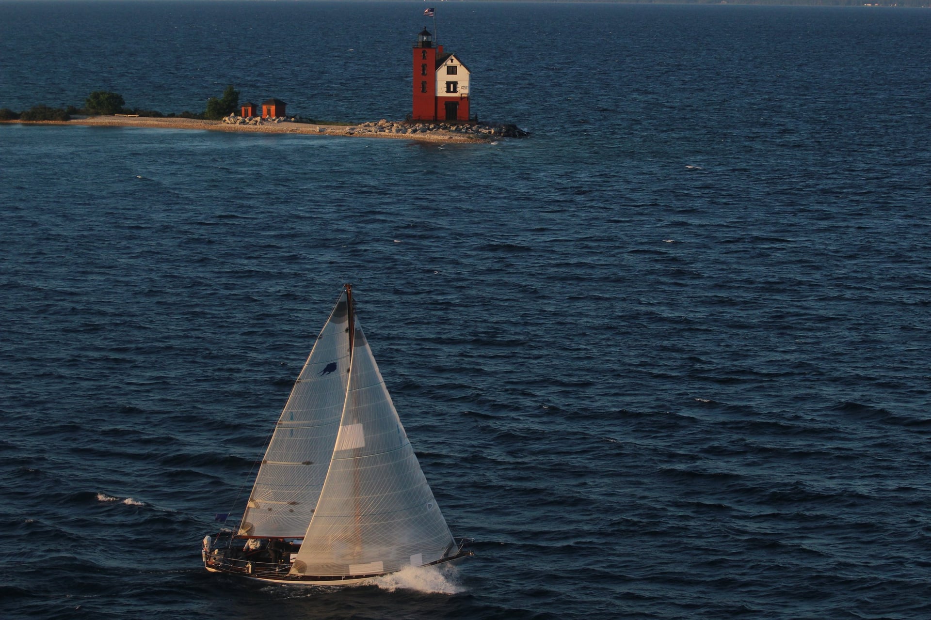 Racing sails on open water